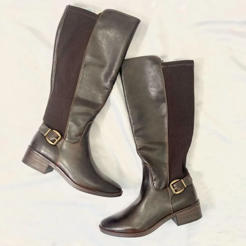 NWT Baretraps Mckayla Brown Faux Leather Wide Calf Knee-High Boots US 7 - Picture 8 of 8